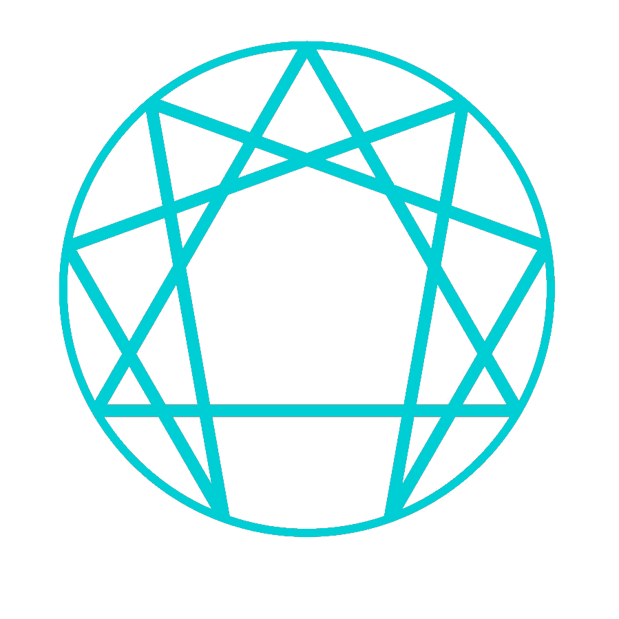 symbol of enneagram in cyan color lines